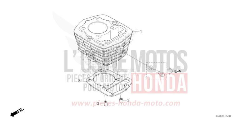 ZYLINDER von CRF125FB "große Räder" EXTREME RED (R292) von 2025
